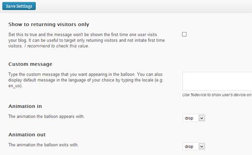Add to home screen plugin settings Add to home screen plugin settings
