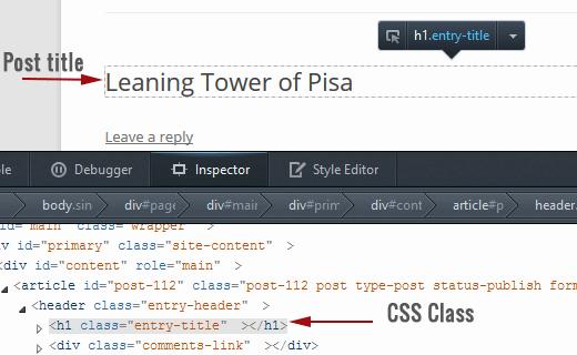 Finding CSS class used for an element Finding CSS class used for an element