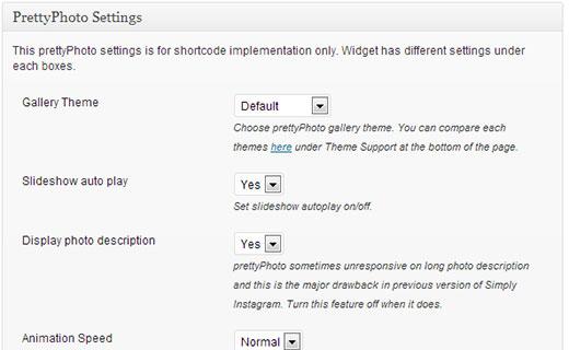 PrettyPhoto jQuery lightbox plugin settings for simply instagram PrettyPhoto jQuery lightbox plugin settings for simply instagram