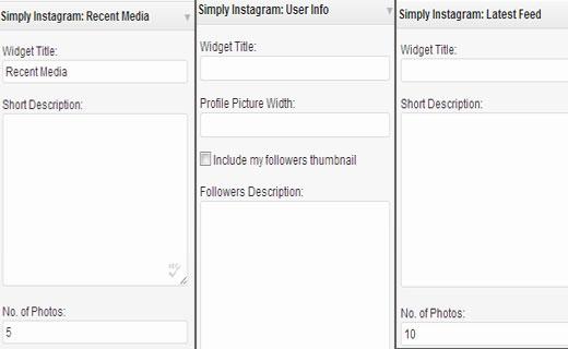 Configuration options for Instagram widgets Configuration options for instagram widgets