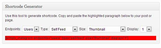 Shortcode generator for Simply Instagram plugin Shortcode generator for Simply Instagram plugin