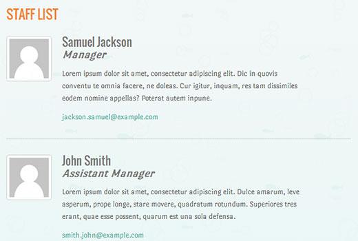 Simple staff list in action Simple staff list in action