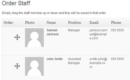 Arrange staff list order