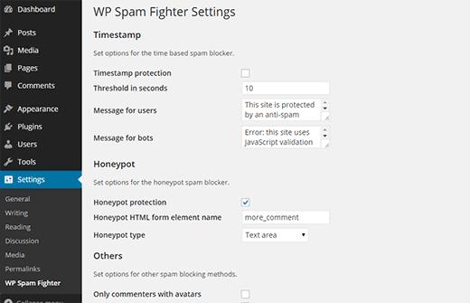 WP Spam Fighter Settings WP Spam Fighter Settings