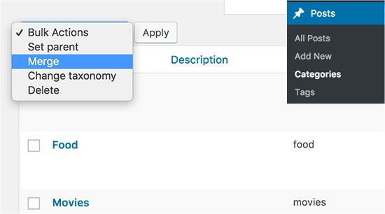 Bulk actions for categories and tags Bulk actions for categories and tags