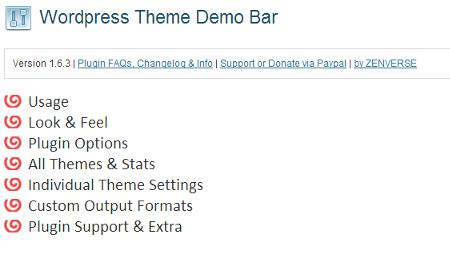 Theme Demo Bar WordPress Plugin settings page Theme Demo Bar WordPress plugin settings page