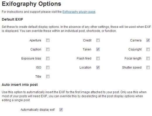 Choose exif data you want to be displayed Choose exif data you want to be displayed