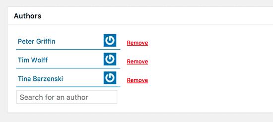Multiple authors selected Multiple authors selected