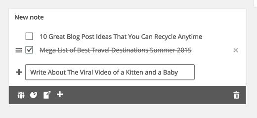 Note widget in WordPress dashboard to save post ideas Note widget in WordPress dashboard to save post ideas