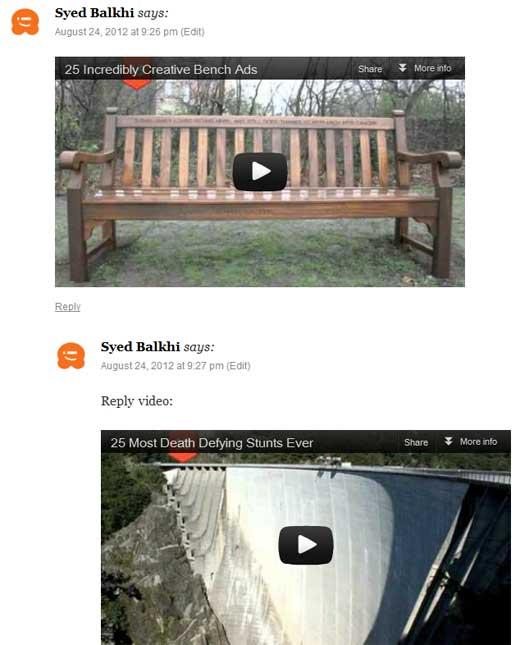 oEmbed in Comments Screenshot oEmbed in Comments Screenshot