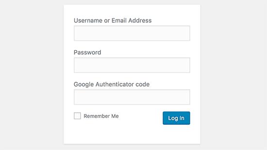 WordPress login screen with Google Authenticator enabled WordPress login screen with Google Authenticator enabled