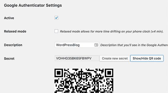 Google Authenticator WordPress plugin settings Google Authenticator WordPress plugin settings