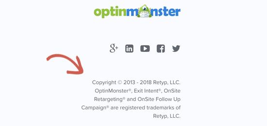 在网站上使用版权和商标符号的示例 在网站上使用版权和商标符号的示例