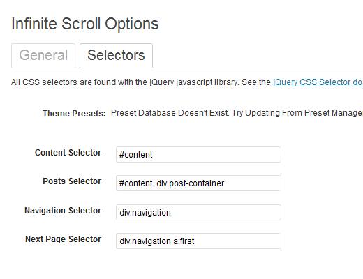 Infinite Scrolls Selectors Infinite Scrolls Selectors