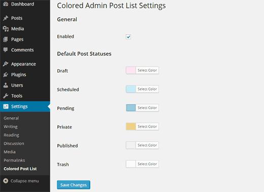 Choosing colors for each post status Choosing colors for each post status