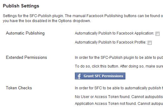 SFC Publish Settings SFC Publish Settings