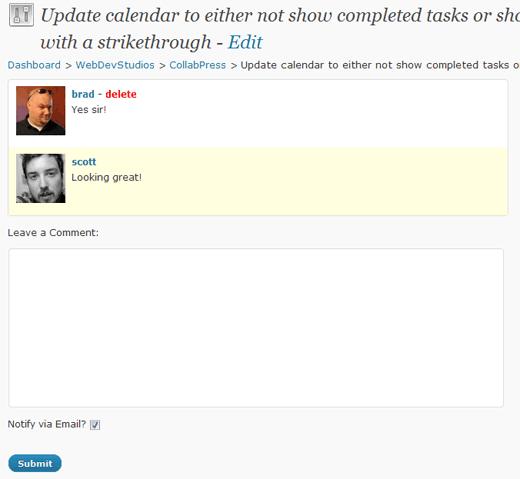 CollabPress Task Communication