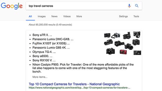 Google答案框中的列表 Google答案框中的列表