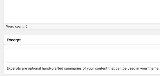 Excerpt metabox on the page edit screen in WordPress Excerpt metabox on the page edit screen in WordPress