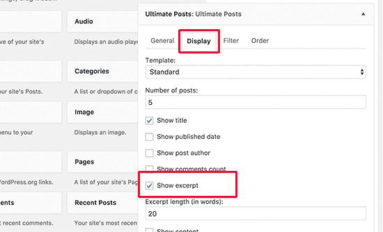 Display excerpt for pages in widget Display excerpt for pages in widget