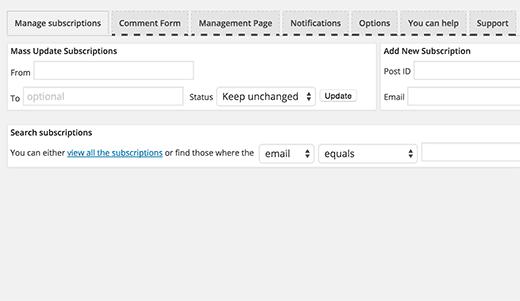 Subscribe to Comments plugin settings Subscribe to Comments plugin settings