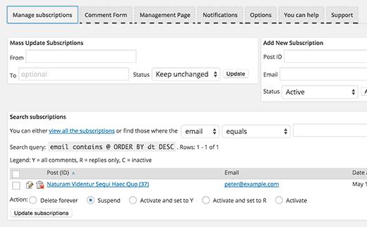 Manage comment subcriptions Manage comment subcriptions