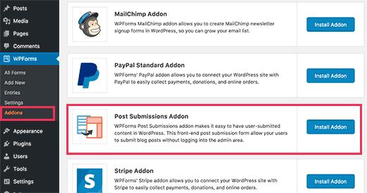 Post submission addon Post submission addon
