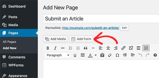 Add post submission form to a WordPress page Add post submission form to a WordPress page