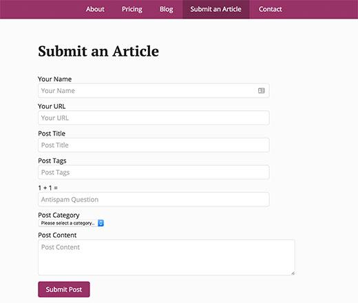 User submitted posts form User submitted posts form