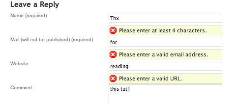 Comment Form Validation via jQuery