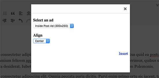 Select and insert ad Select and insert ad
