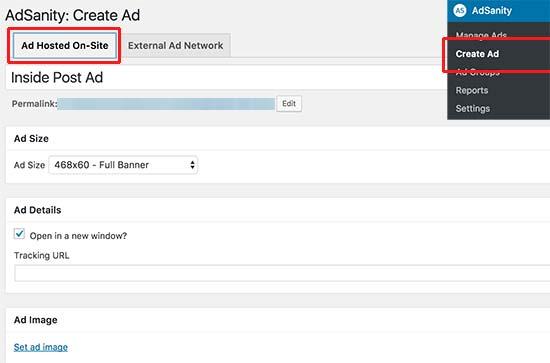 Create hosted ad Create hosted ad