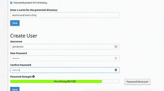 Password protect directory settings Password protect directory settings