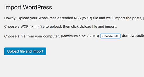 Importing WordPress XML file Importing WordPress XML file