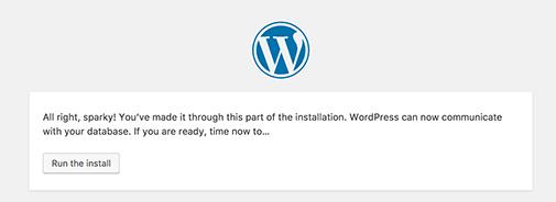 Run WordPress installation Run WordPress installation