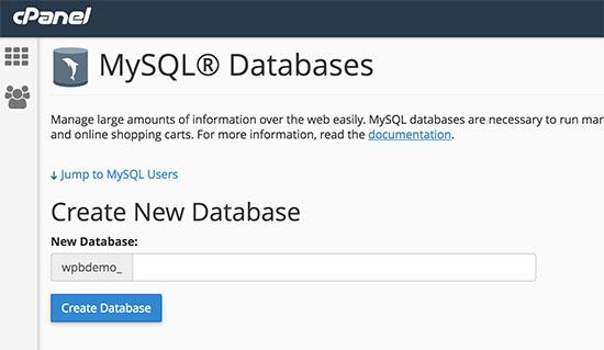 Create a new database Create a new database