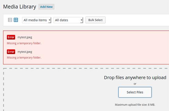 Missing temporary folder error Missing temporary folder error
