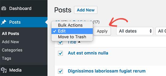Bulk edit all selected posts Bulk edit all selected posts