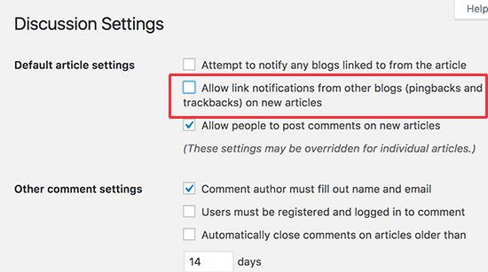 Disable pings on all new articles Disable pings on all new articles