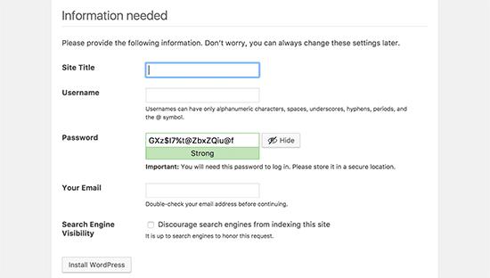 Enter your WordPress website info Enter your WordPress website info