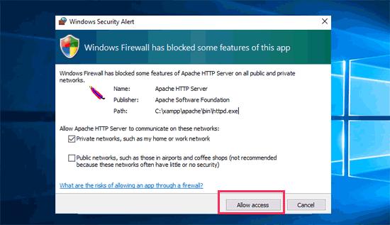 Allow firewall access to Apache and MySQL Allow firewall access to Apache and MySQL