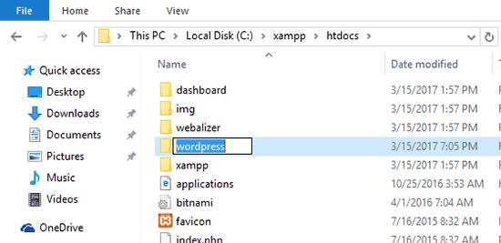 Rename WordPress folder Rename WordPress folder