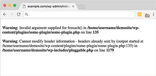 Example of an error in WordPress mentioning pluggable.php file Example of an error in WordPress mentioning pluggable.php file