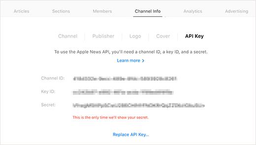 Apple news API keys Apple news API keys