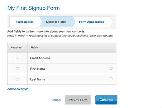 Add fields to your email signup form Add fields to your email signup form