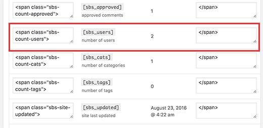 Users shortcode settings Users shortcode settings
