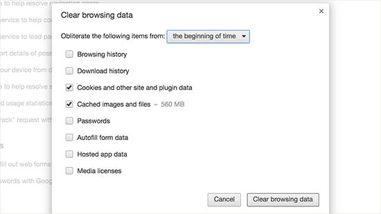 清除Google Chrome中的浏览数据 清除Google Chrome中的浏览数据