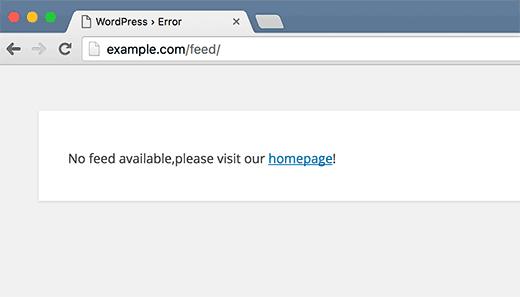 Feeds disabled error page in WordPress Feeds disabled error page in WordPress