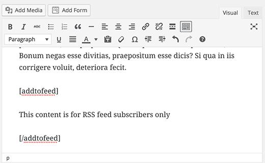 Adding feed only shortcode in WordPress blog posts Adding feed only shortcode in WordPress blog posts
