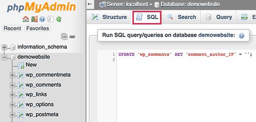 Removing IP address from old comments in WordPress Removing IP address from old comments in WordPress